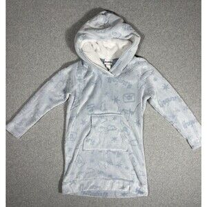 Harry Potter Women's Hogwarts Nightgown Light Blue Pajama Dress Hooded Sz Medium